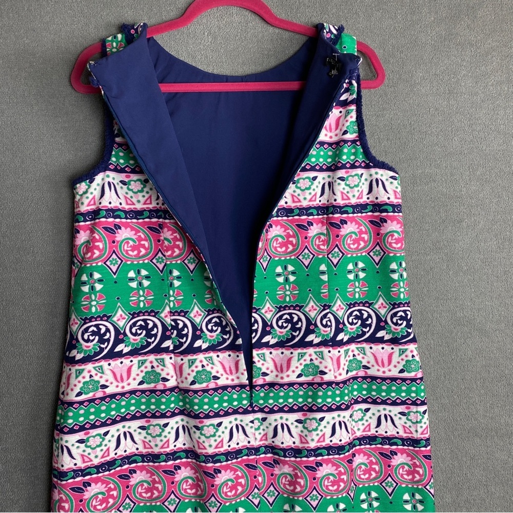 Talbots fringe trim knee length colorful sheath dress size 16P - Picture 4 of 7